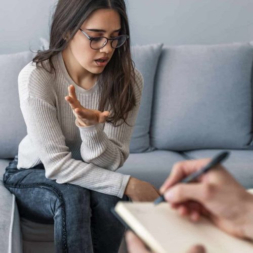 Young teen girl during therapy session