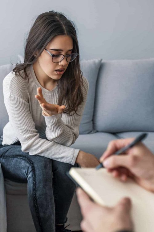 Young teen girl during therapy session