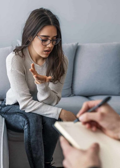 Young teen girl during therapy session