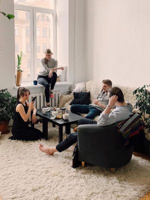 group of teens hanging out at IOP for mental health